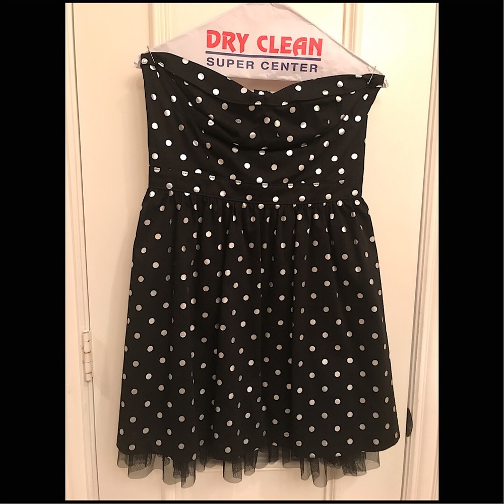 Black & Silver polka dot strapless dress